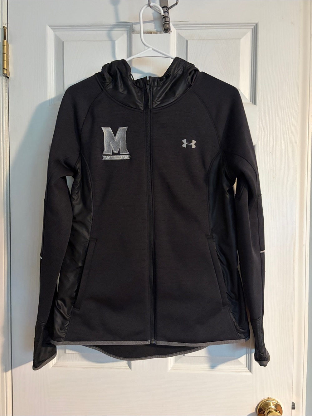 Under Armour Black Hooded Full-Zip Jacket with 'M' Patch
